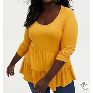 Torrid Ribbed Tiered Babydoll Long Sleeve Top Size 00 M/L